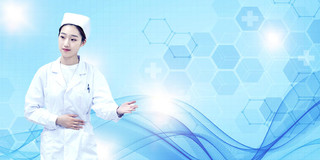 蓝色科技感护士512国际护士节展板背景